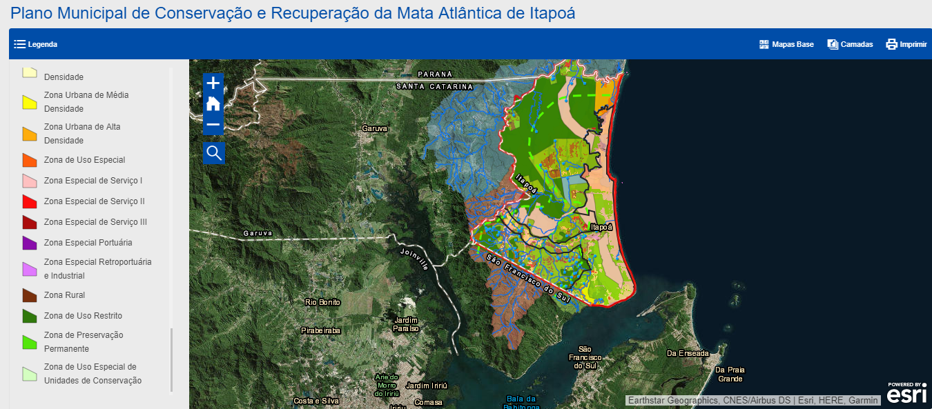 Plataforma digital com mapeamentos do Plano Municipal da Mata Atlântica – Itapoá (SC)