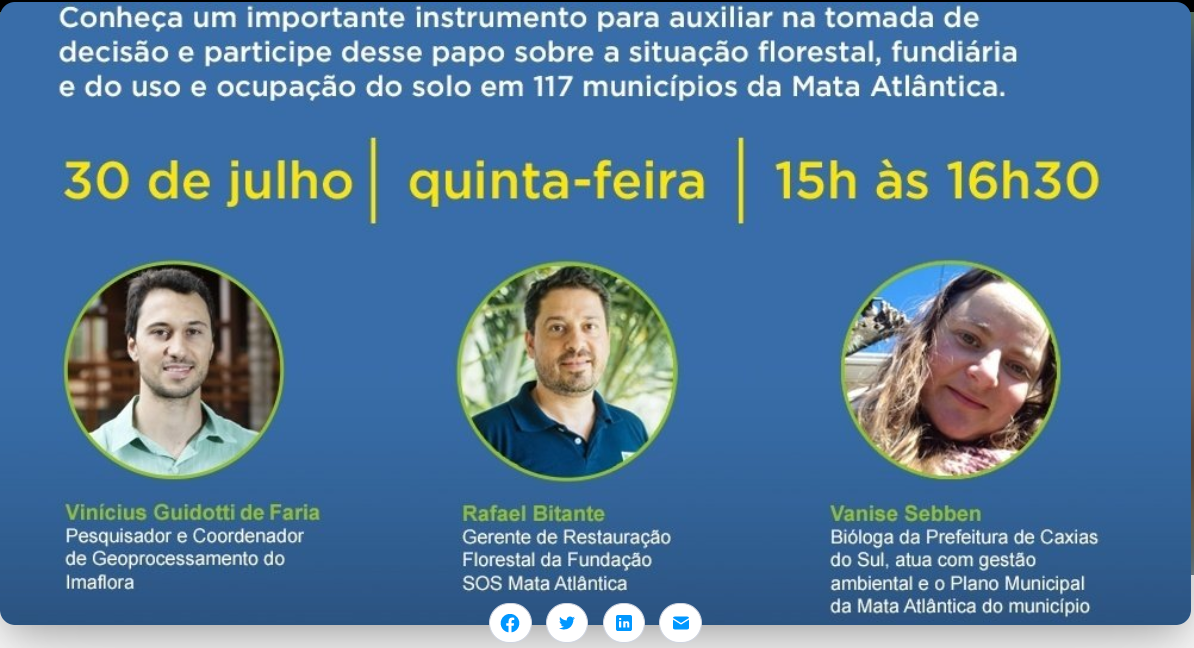 Webinar aborda a importância do planejamento territorial nos municípios da Mata Atlântica