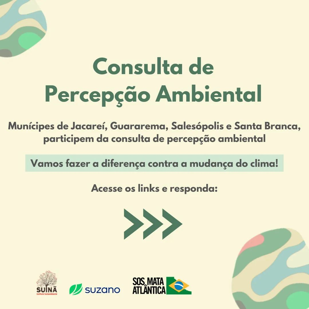 Consulta de Percepção Ambiental do PMMA de Jacareí, Guararema, Salesópolis e Santa Branca