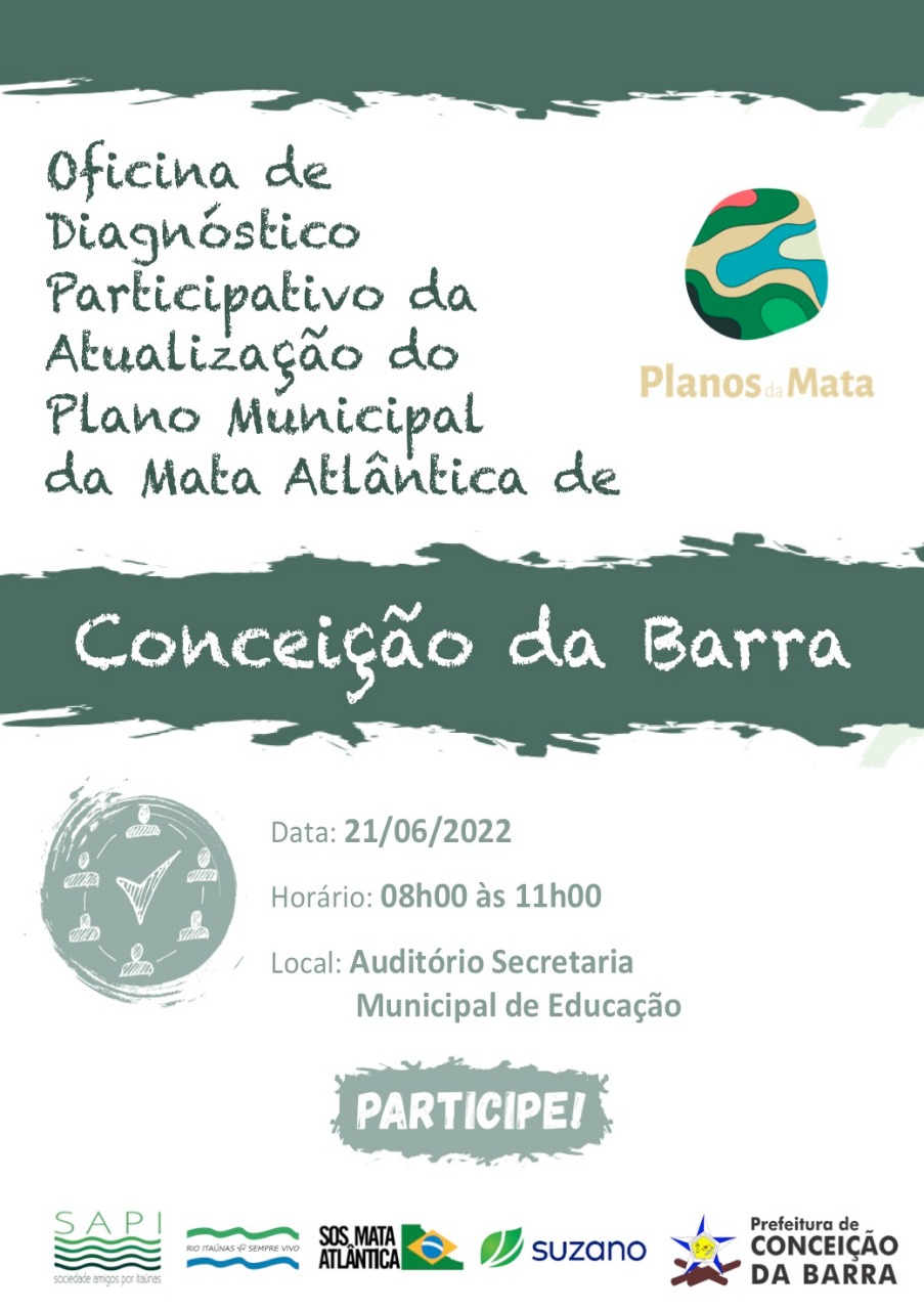 I Oficina Participativa para a atualização do PMMA de Conceição da Barra será dia 21