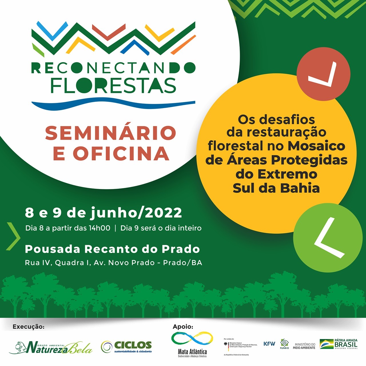 Seminário “Reconectando Florestas” – Desafios e oportunidades para ampliar a escala da restauração florestal no Extremo Sul da Bahia contará com debate sobre os PMMAs